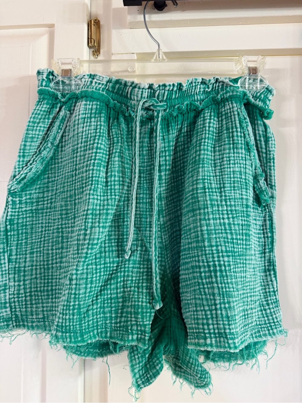 Zenana Outfitters Teal-Green Gauze Drawstring Shorts